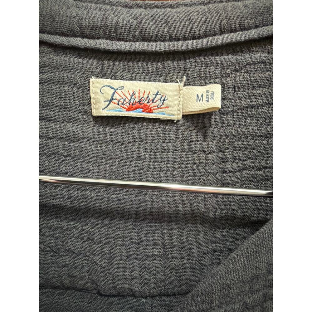 Faherty Dream 100% Organic Cotton Gray Gauze Desmond Top, M - Picture 2 of 6